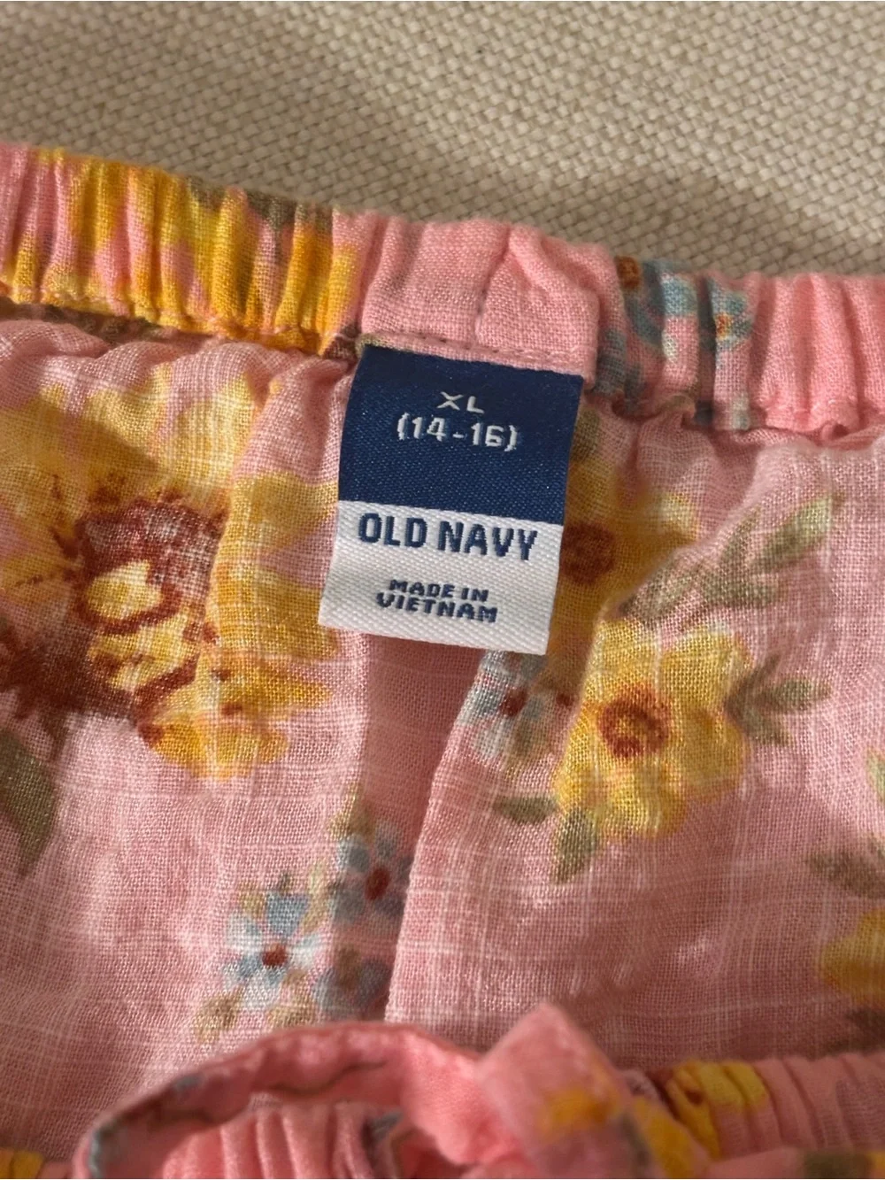 Old Navy Girls Floral Tiered Midi Skirt Pink Sunflower Size XL (14-16)